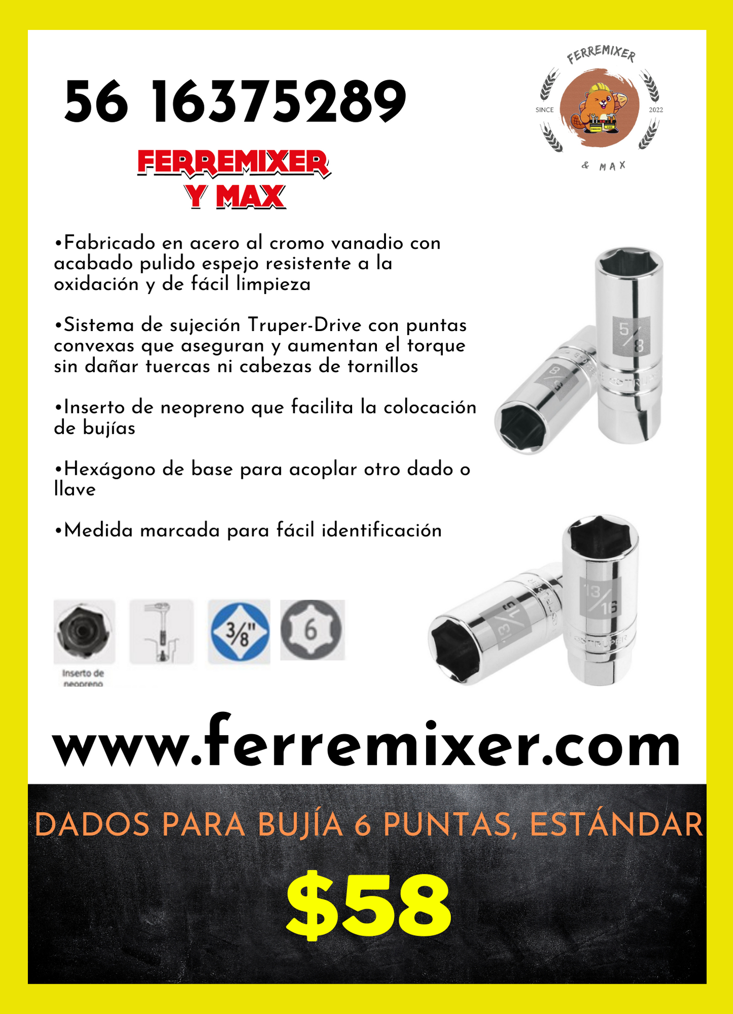 KIT DADOS 6 PUNTAS PARA BUJIA