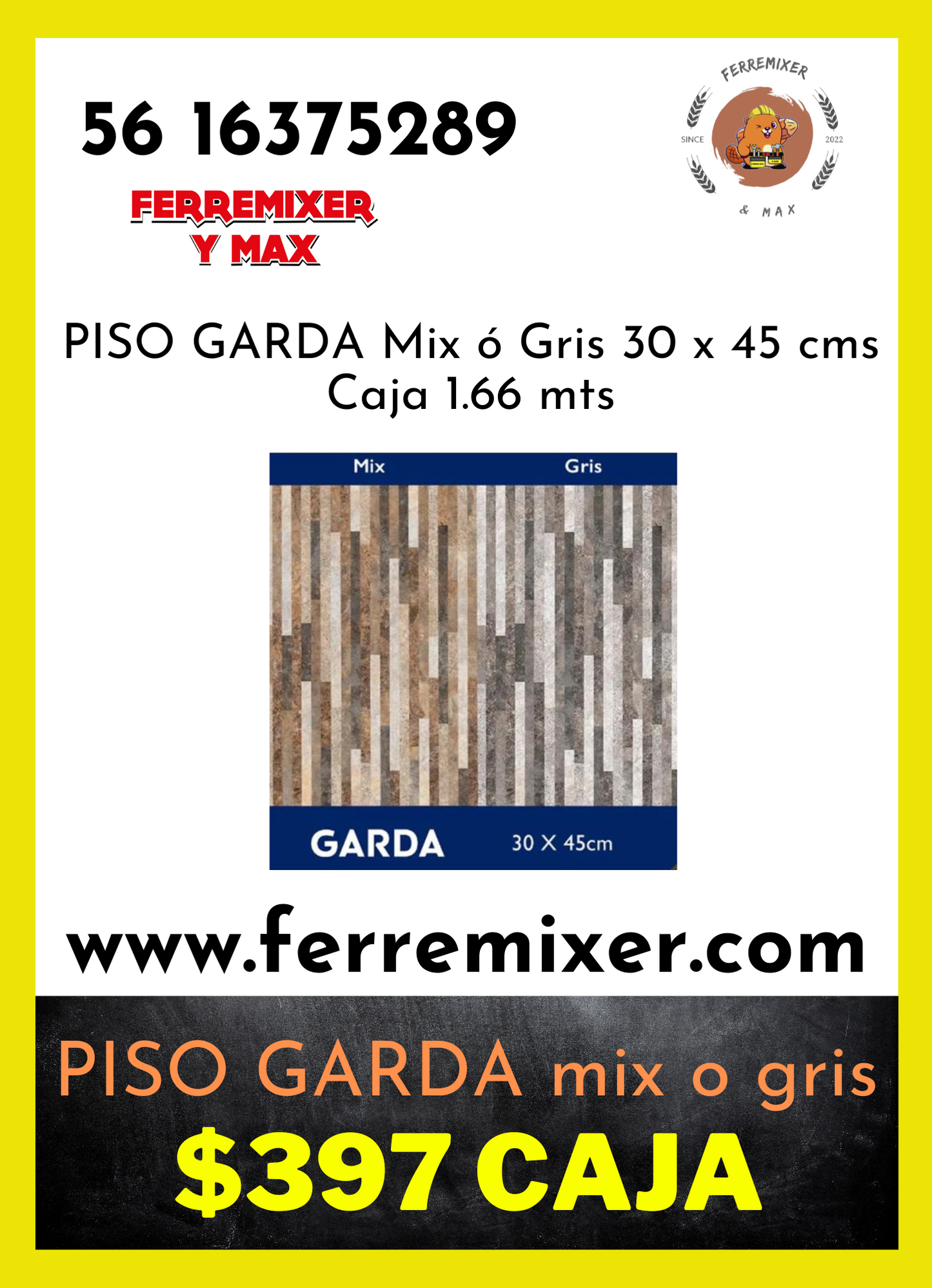 a embellecer tu sueño PISO GARDA MIX o GRIS 1.66 mts la CAJA tiempo de entrega: 2 días
