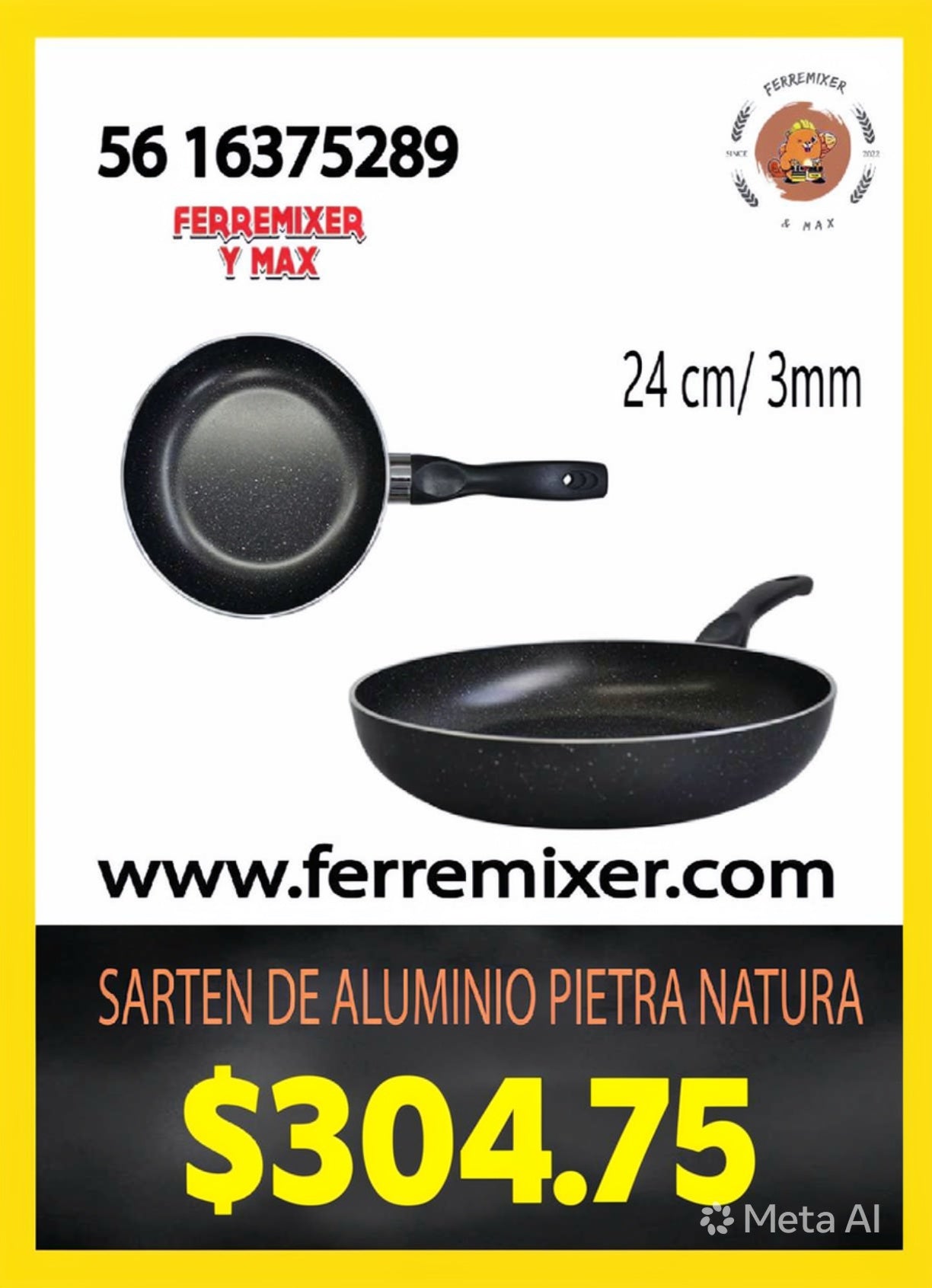 COCINA SARTEN DE ALUMINIO PIETRA NATURA DE 24 CM/ 3MM