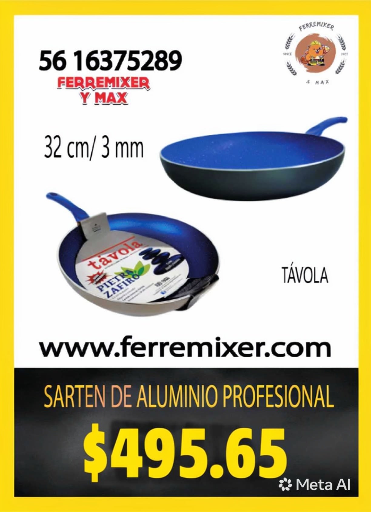 COCINA SARTEN DE ALUMINIO PIETRA ZAFIRO DE 32 CM/ 3MM