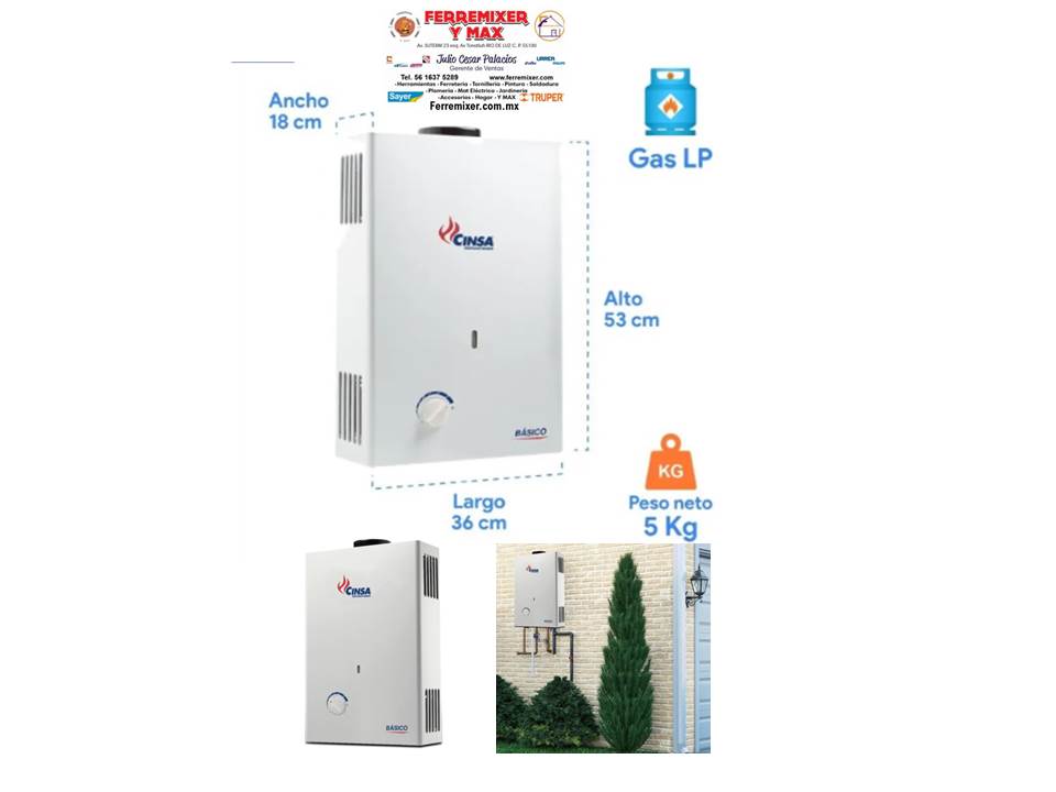 CALENTADOR CINSA BÁSICO 6 lts GLP