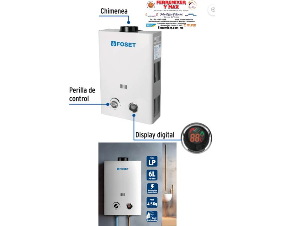 CALENTADOR PASO FOSET 6 lts GLP