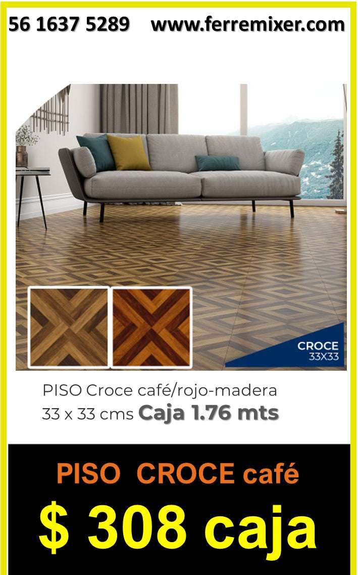 a embellecer tu sueño PISO CROCE CAFÉ/ROJO 33x33cms 1.76 mts LA CAJA t