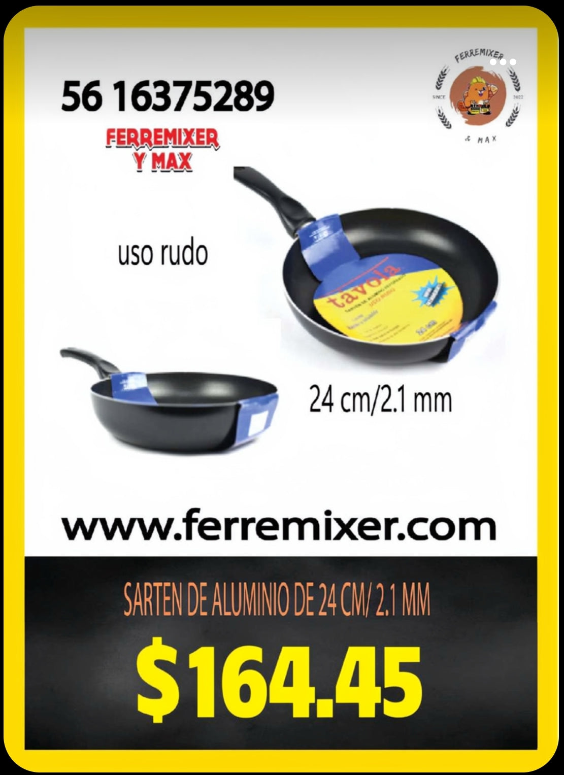 COCINA SARTEN DE ALUMINIO DE 24 CM/ 2.1 MM