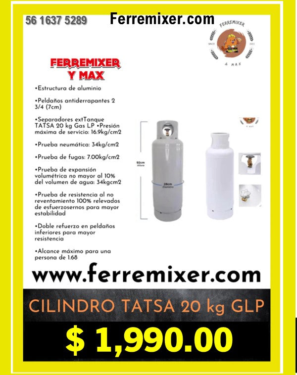 GAS LP Tanque Cilindro 20 kg TATSA