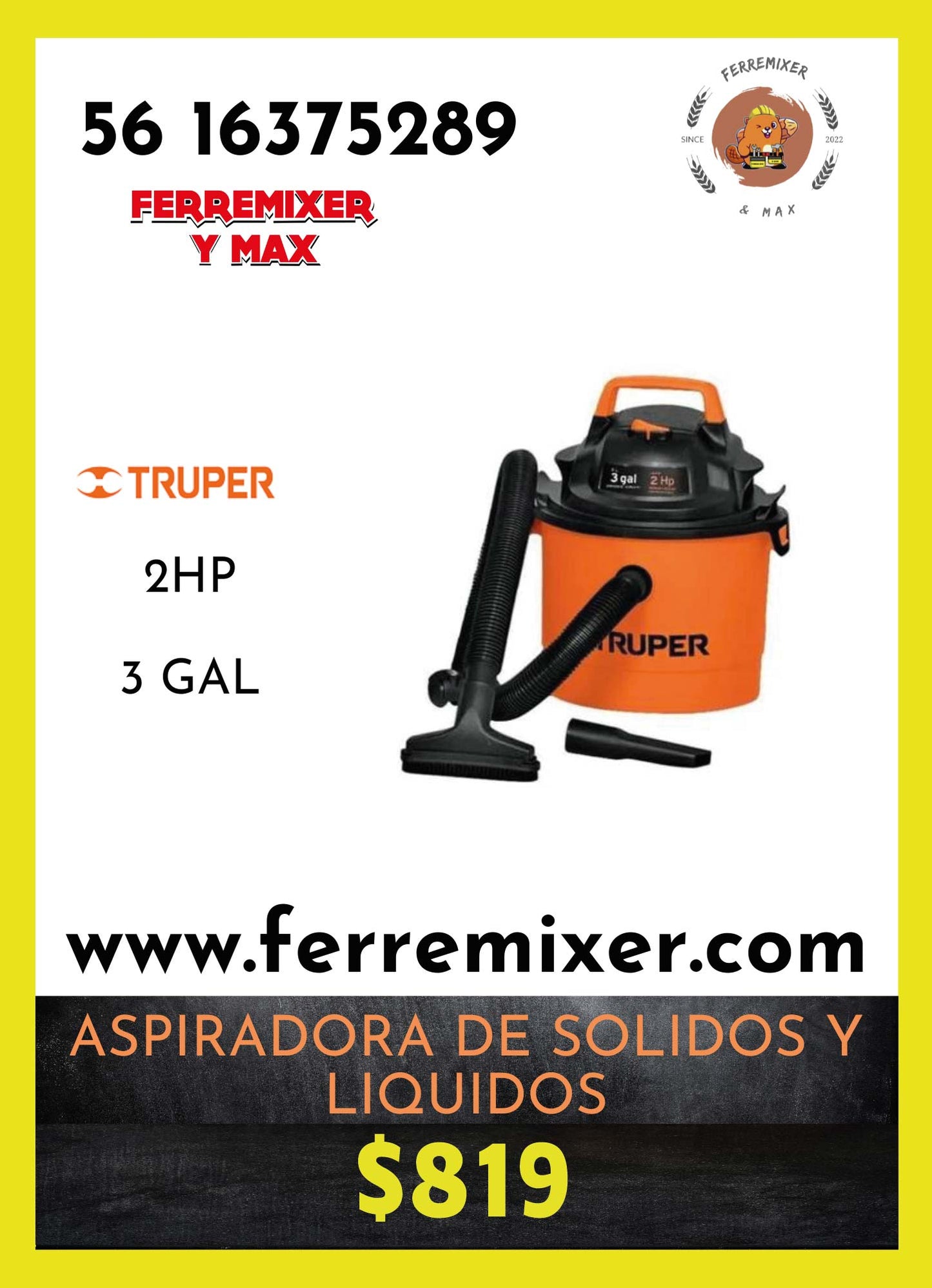 Aspiradora Truper 2HP $819  tiempo de entrega: 2 días hábiles