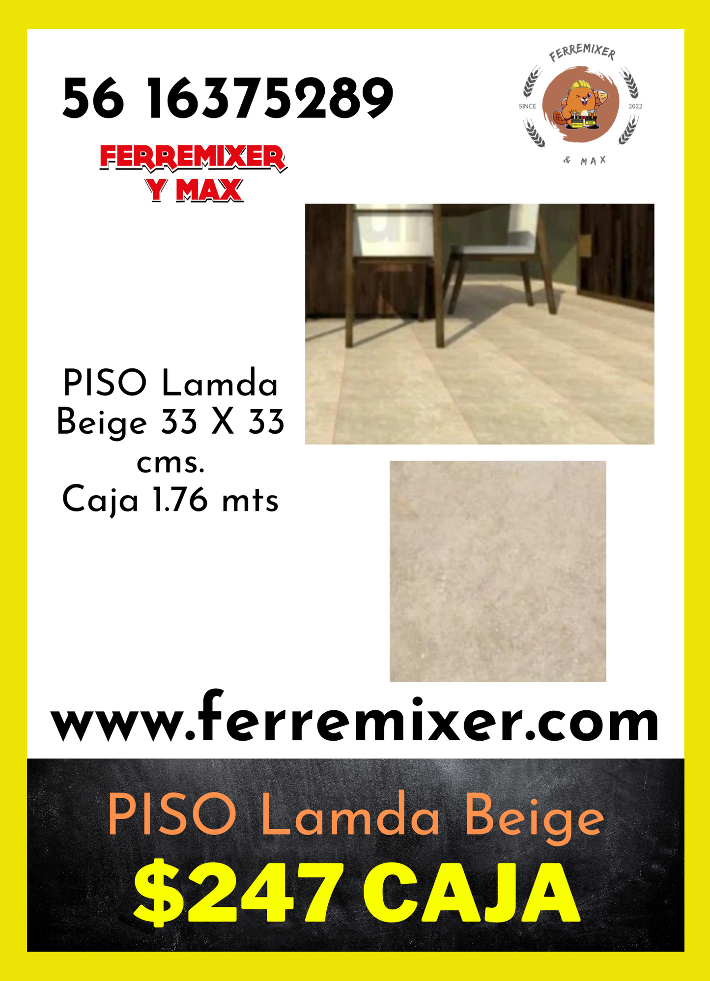 a embellecer tu sueño PISO Lamda Beige 33 X 33 cms. Caja 1.76 mts