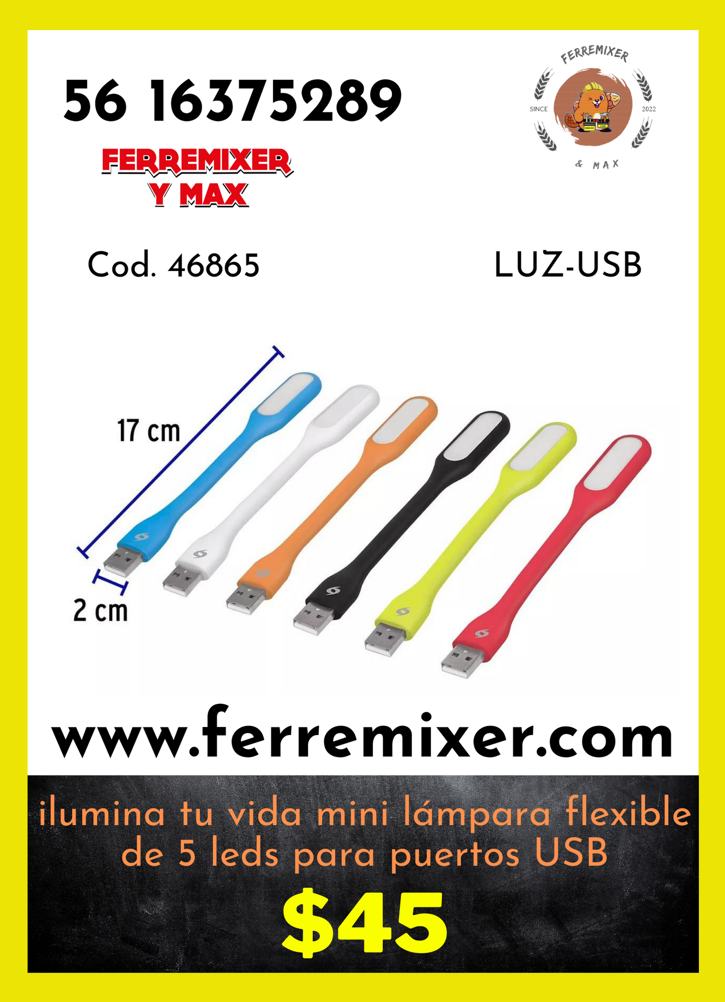 Ilumina tu vida mini lámpara flexible de cinco leds para puertos USB