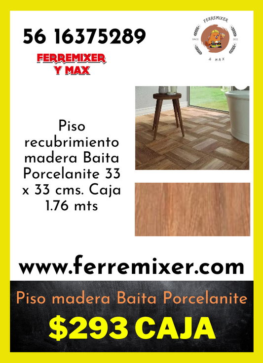 a embellecer tu sueño, PISO MADERA BAITA PORCELANITE 1.76 mts LA CAJA