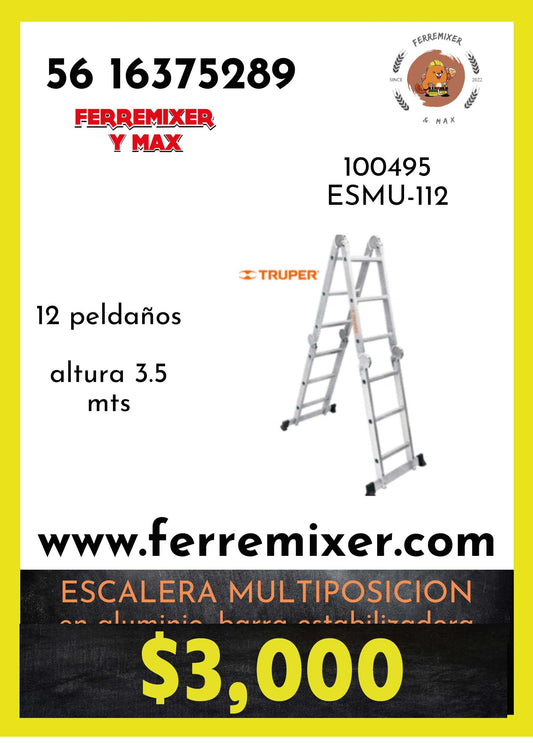 ESCALERA tipo Tijera 12 peldaños, altura máx 3.5 mts   | Tiempo de entrega: 1 día hábil