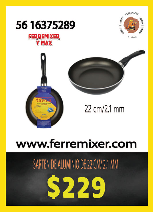 COCINA SARTEN DE ALUMINIO DE 22 CM/ 2.1 MM