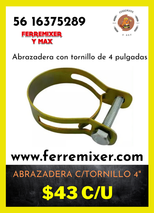 sujeción ABRAZADERA DE 4 PULGADAS CON TORNILLO