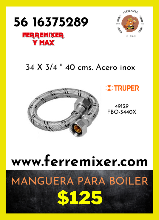 GAS MANGUERA PARA BOILER 3/4 x 3/4