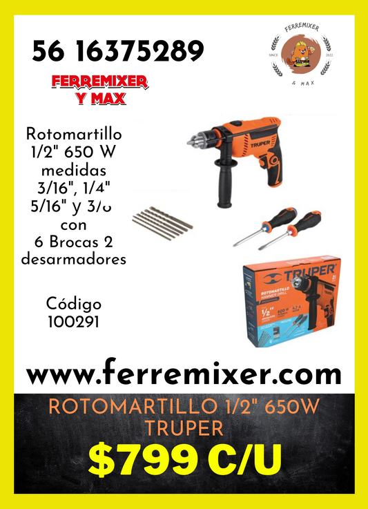 Rotomartillo 1/2 "  650w TRUPER