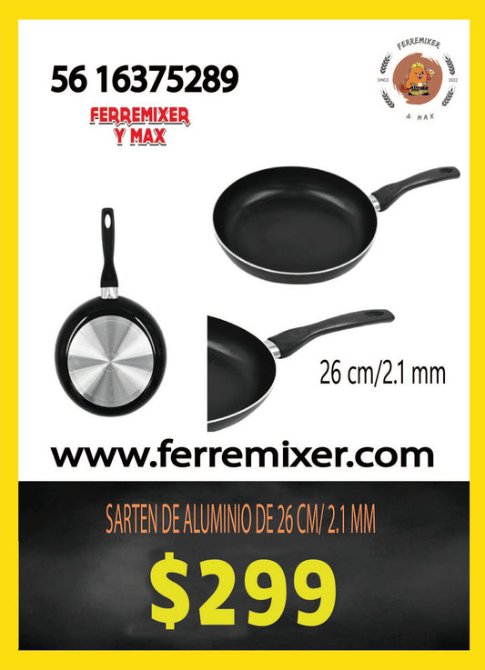 COCINA SARTEN DE ALUMINIO DE 26 CM/ 2.1 MM