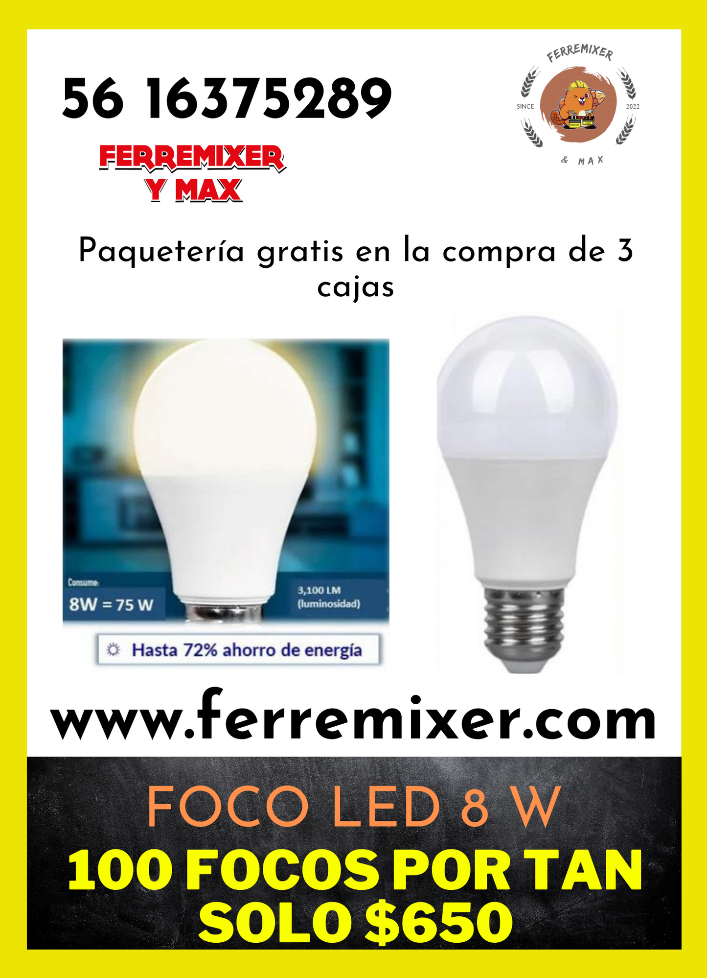 Foco LED 8w 3,200 lumens