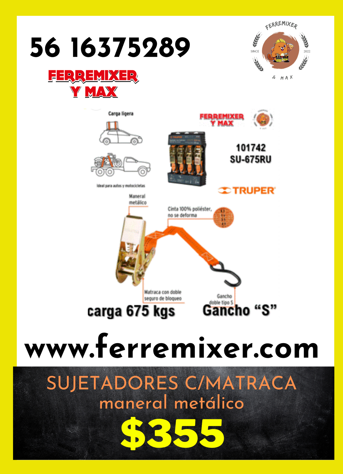 calidad KIT SUJETADOR con MATRACA   | Tiempo de entrega: 2 días hábiles