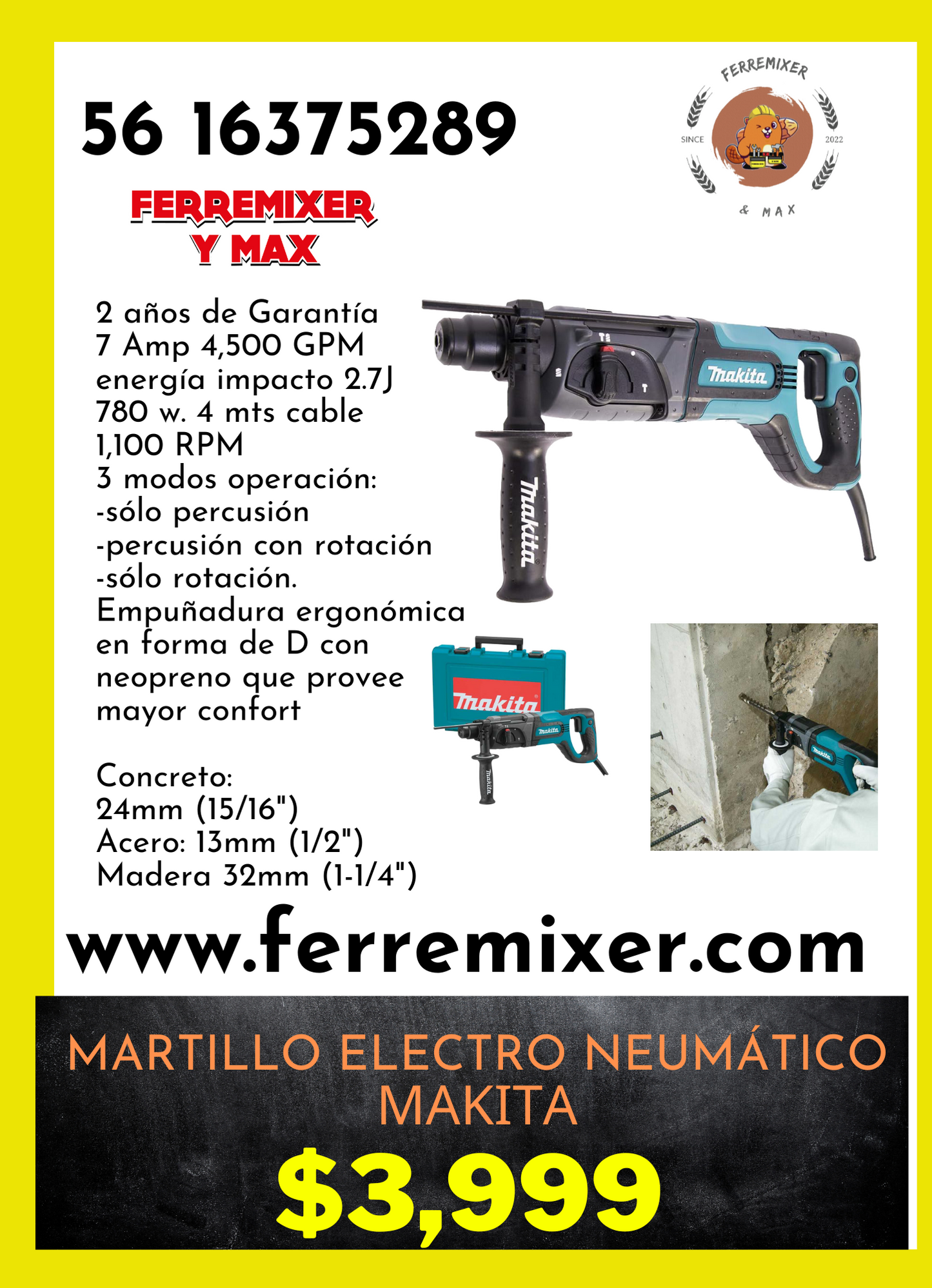 Taladro Rotomartillo y Percucion 780w