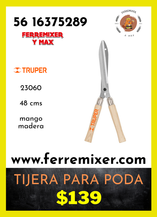 TIJERA PODADORA MANGO DE MADERA   | Tiempo de entrega: 1 día hábil