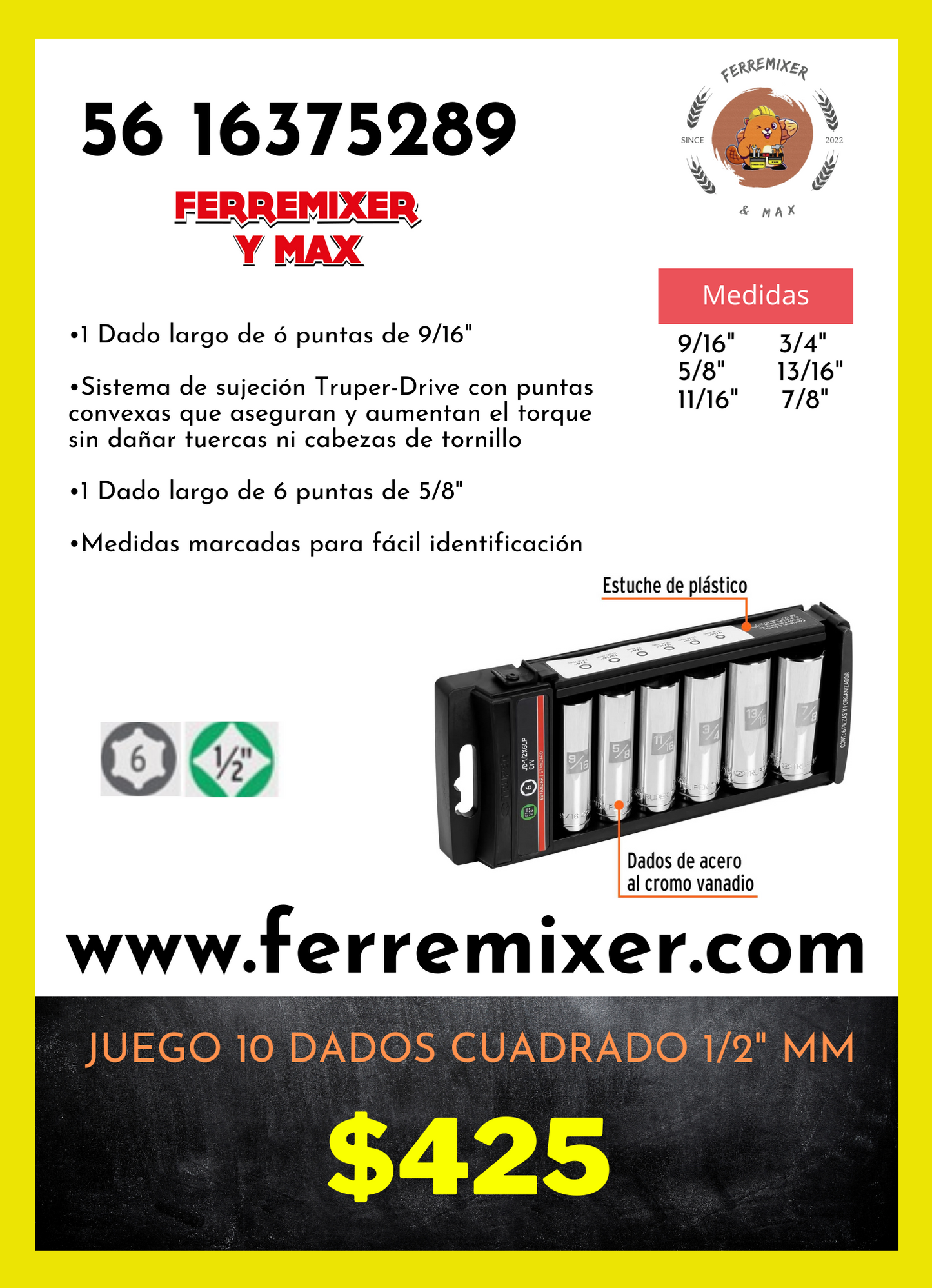 KIT DADOS 1/2" MILIMÉTRICOS