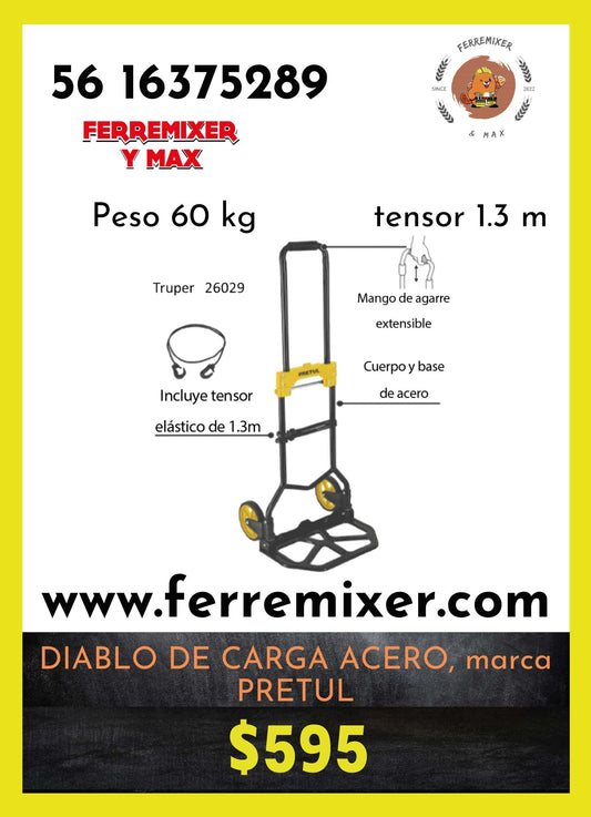 calidad de DIABLO de CARGA plegable carga 60 Kgs máximo.     tiempo de entrega: 2 días hábiles