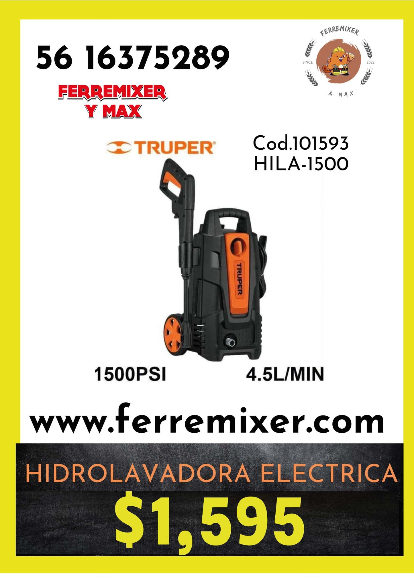 Calidad majestuosa Hidrolavadora eléctrica 1500 PSI, Truper  | Tiempo de entrega: 2 días hábiles