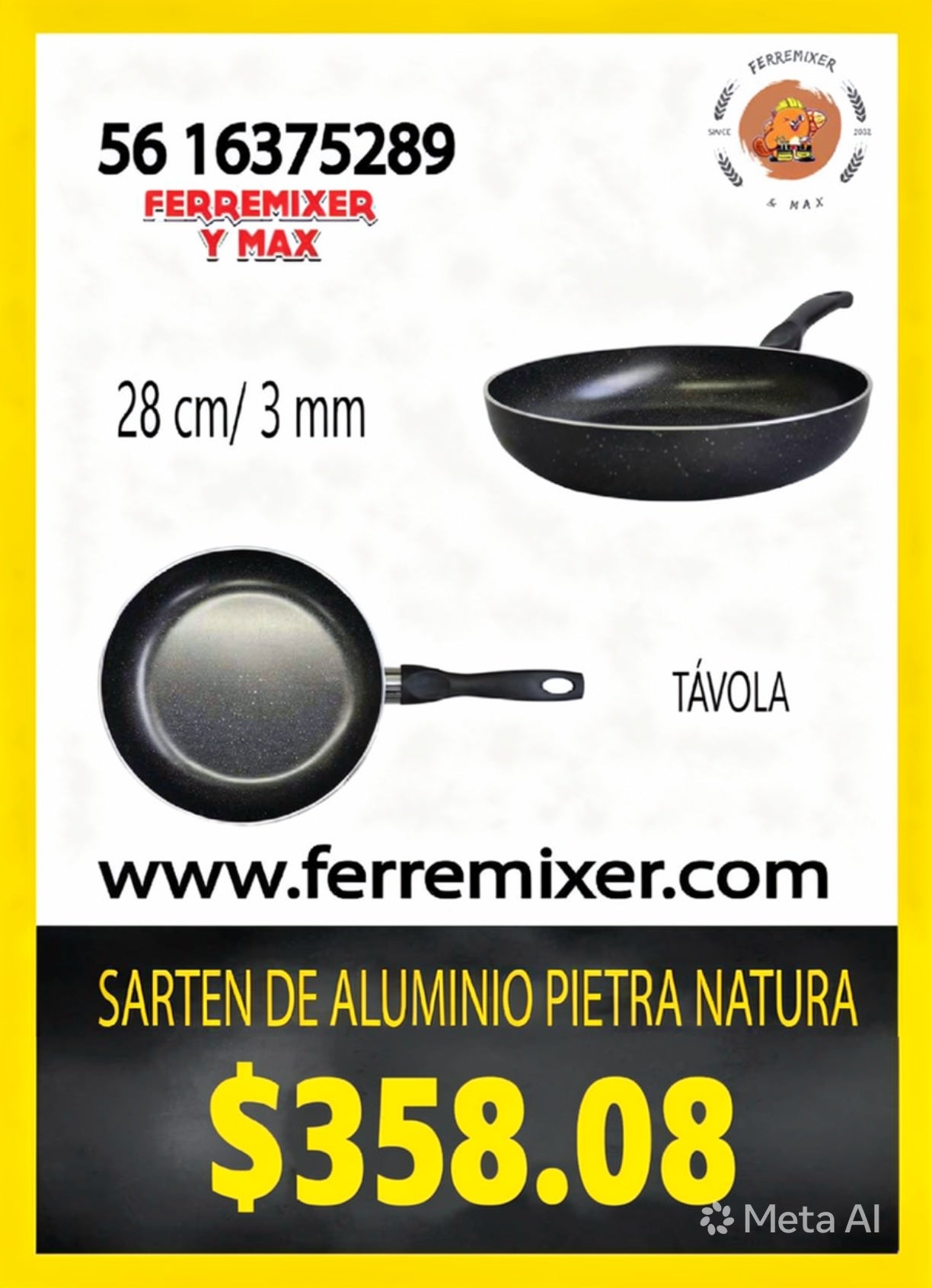 COCINA SARTEN DE ALUMINIO PIETRA NATURA DE 28 CM/ 3MM