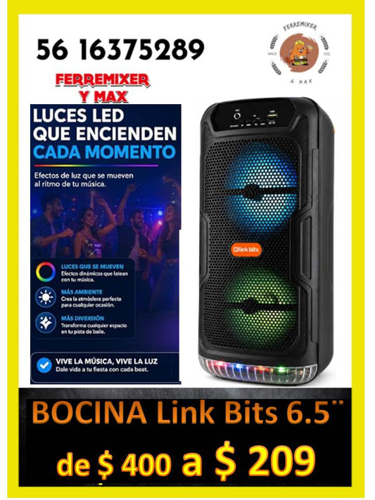 BOCINA 6.5" link bits portátil Radio FM, USB