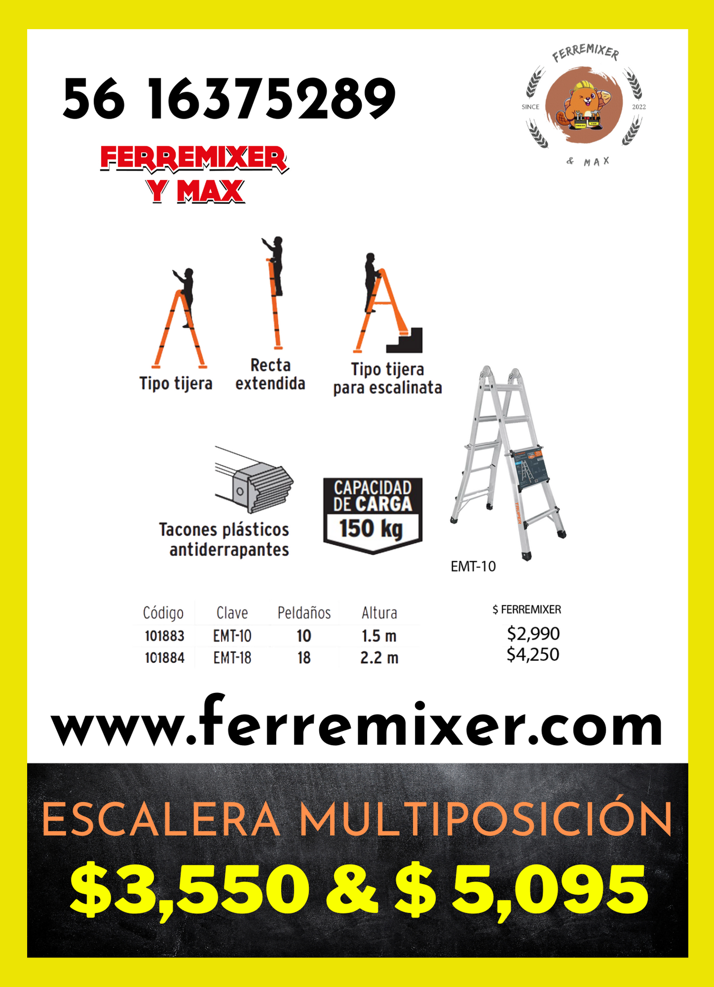 ESCALERA MULTIPOSICIÓN TIPO TIJERA Y ESCALINATA