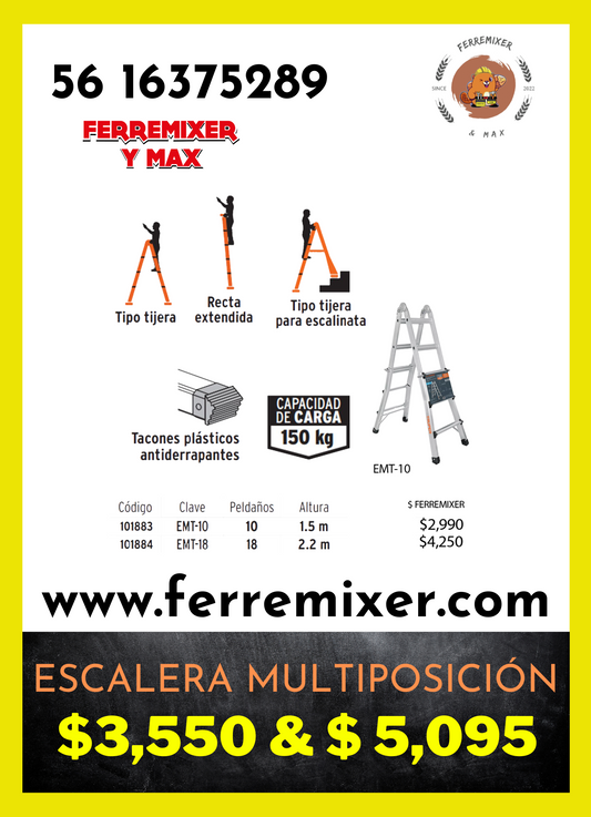 ESCALERA MULTIPOSICIÓN TIPO TIJERA Y ESCALINATA