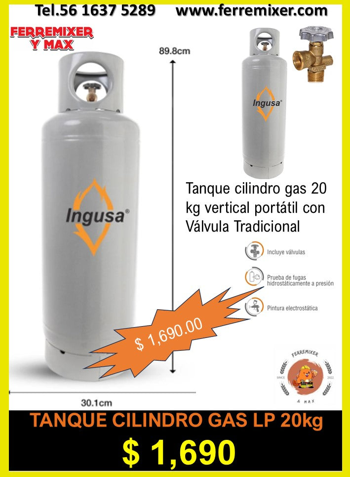 GAS TANQUE CILINDRO INGUSA 20 kg