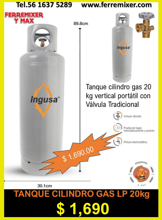GAS TANQUE CILINDRO INGUSA 20 kg