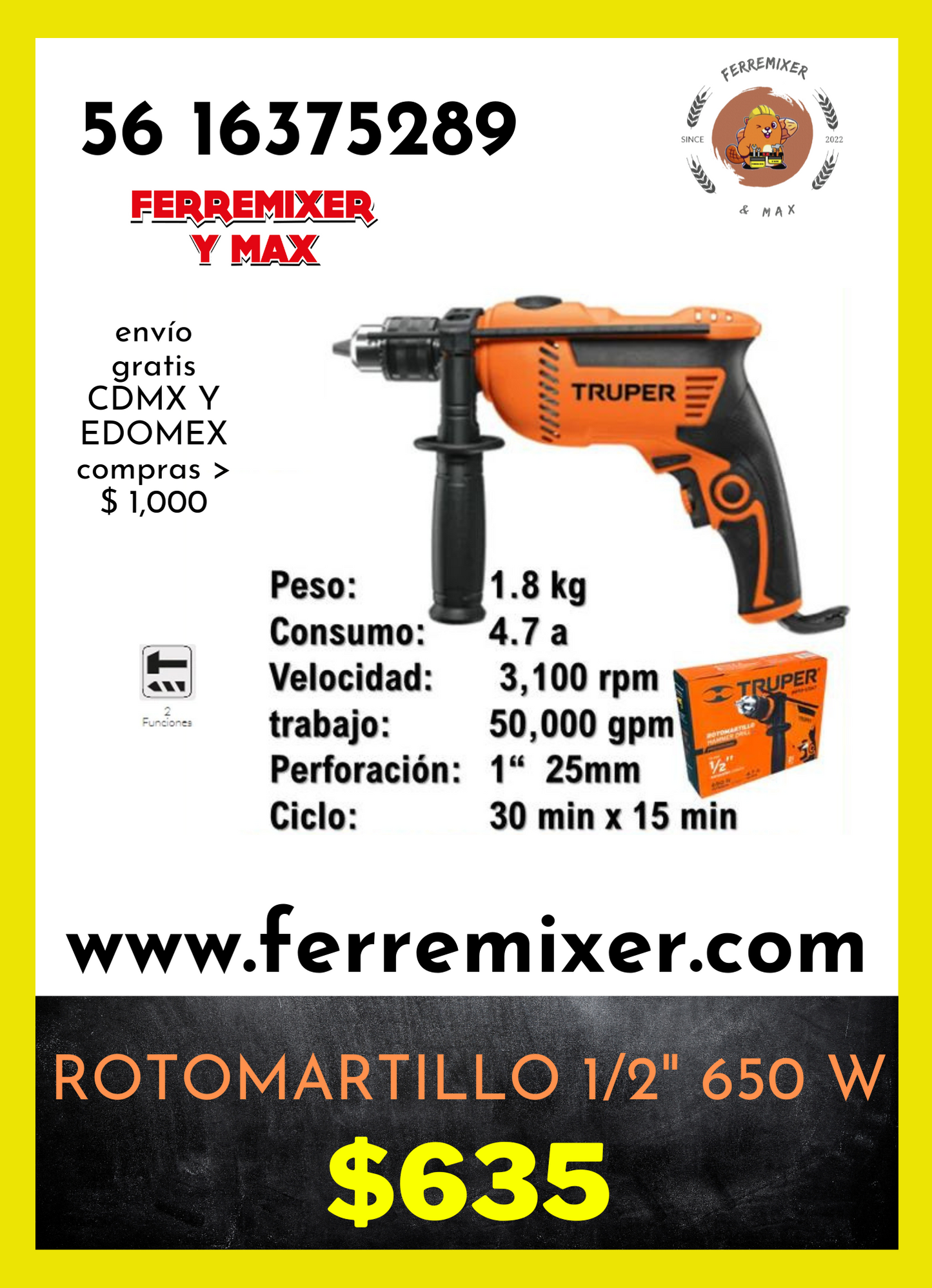 ROTOMARTILLO 1/2" 650 W     https://www.truper.com/CatVigente/Rotomartillos-INDUSTRIALES-Y-PROFESIONALES-TRUPER-458.html#image-4