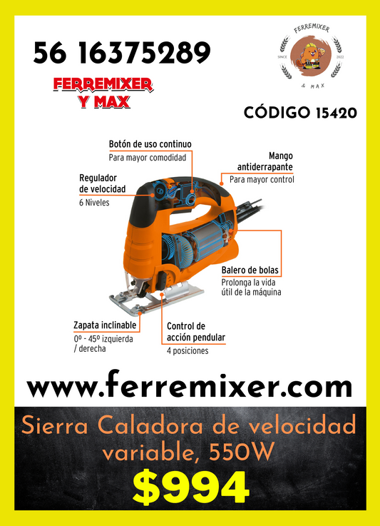Sierra Caladora de velocidad variable, 550W