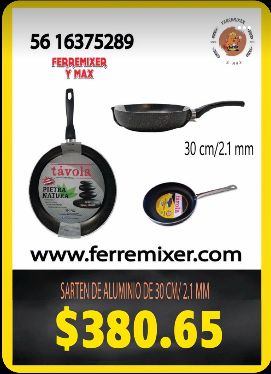 COCINA SARTEN DE ALUMINIO DE 30 CM/ 2.1 MM