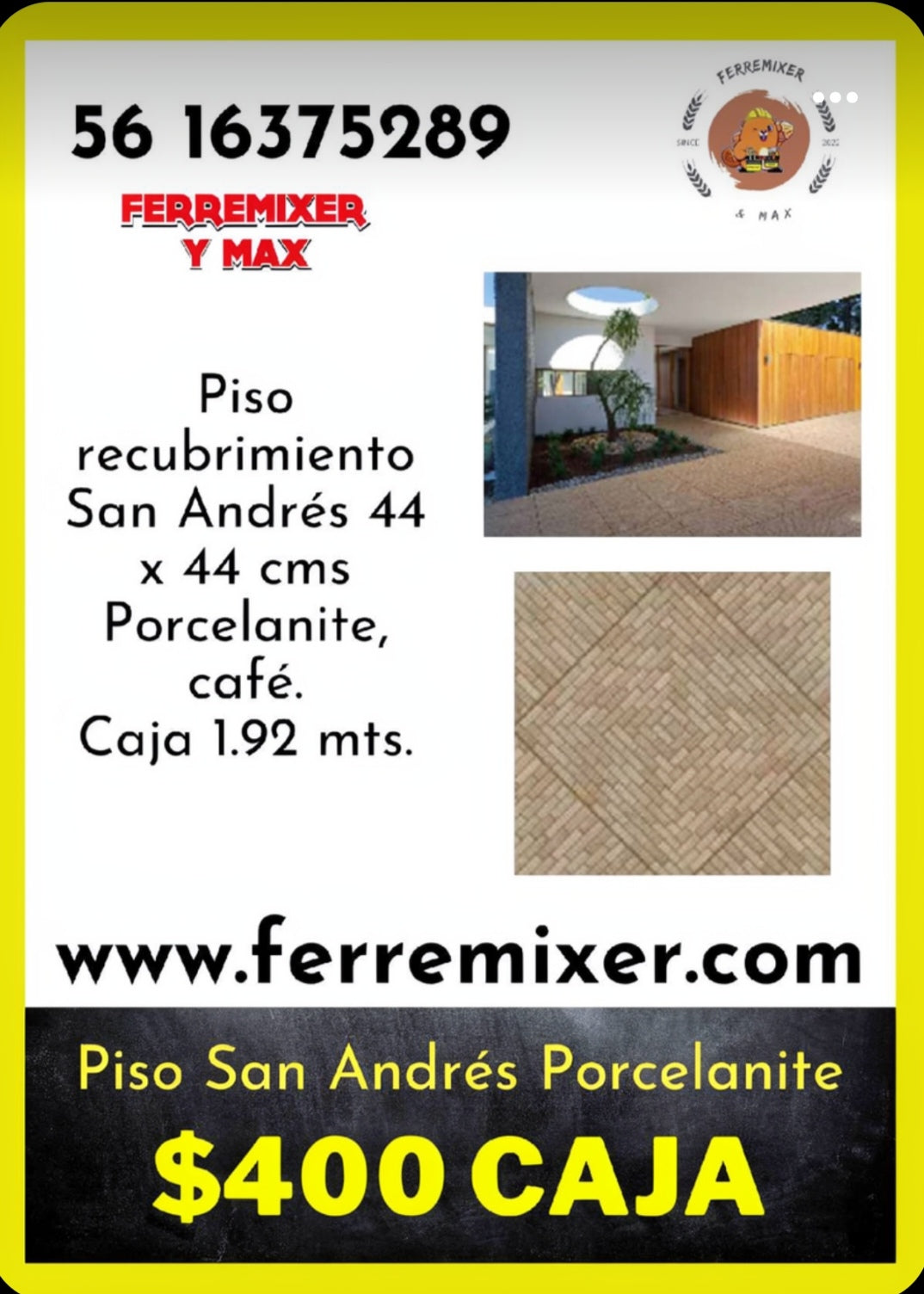 a embellecer tu sueño, PISO PORCELANITE SN ANDRES CAFÉ 1.92 mts LA CAJA