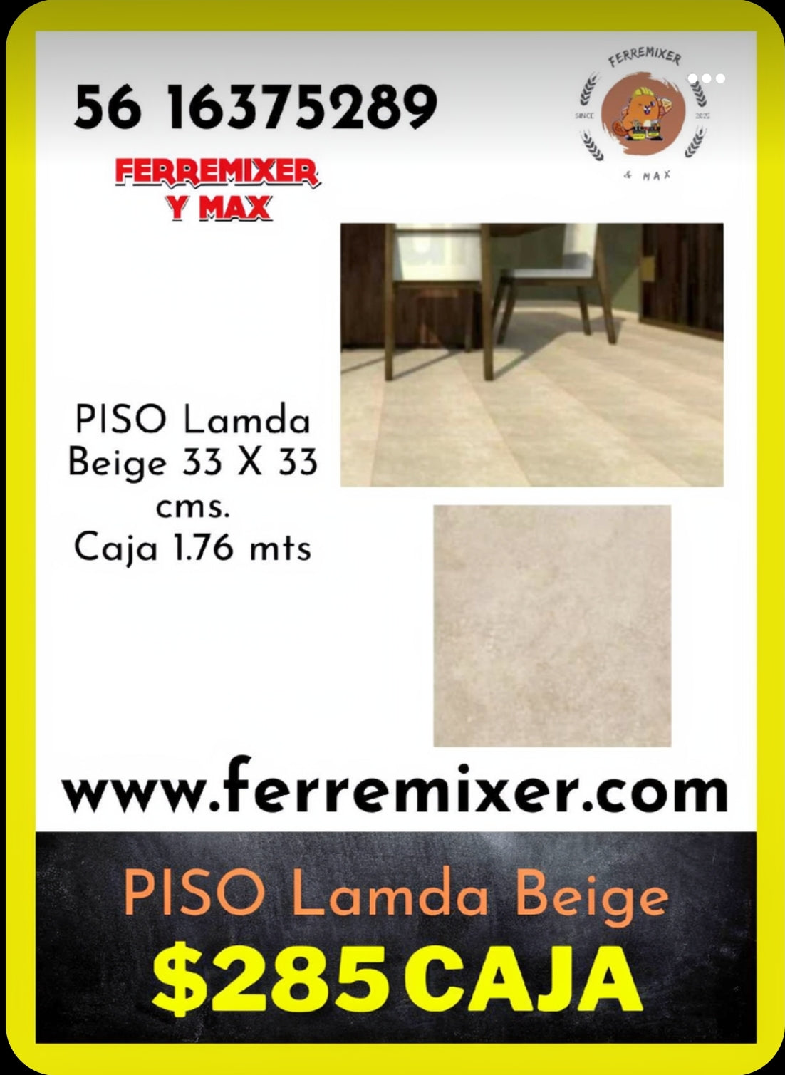 a embellecer tu sueño PISO Lamda Beige 33 X 33 cms. Caja 1.76 mts