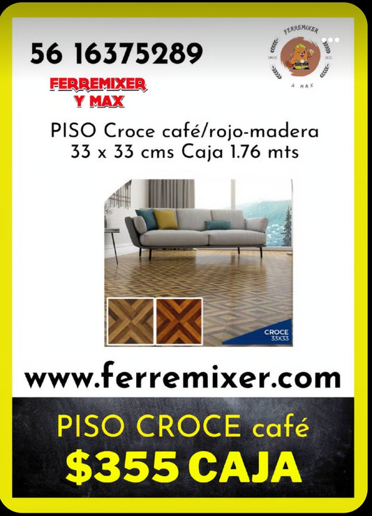 a embellecer tu sueño PISO CROCE CAFÉ/ROJO 33x33cms 1.76 mts LA CAJA  tiempo de entrega: 2 días