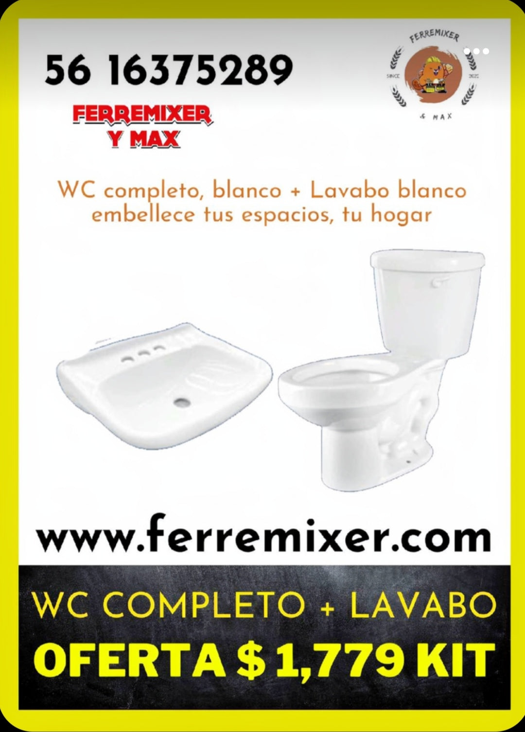 WC + Lavabo kit Completo color Blanco