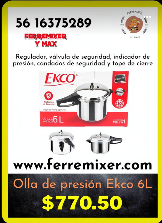 Cocina, Olla express, de presión Ekco,  6 Lts