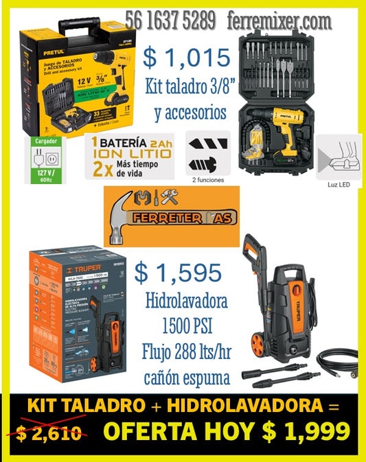 KIT TALADRO + HIDROLAVADORA