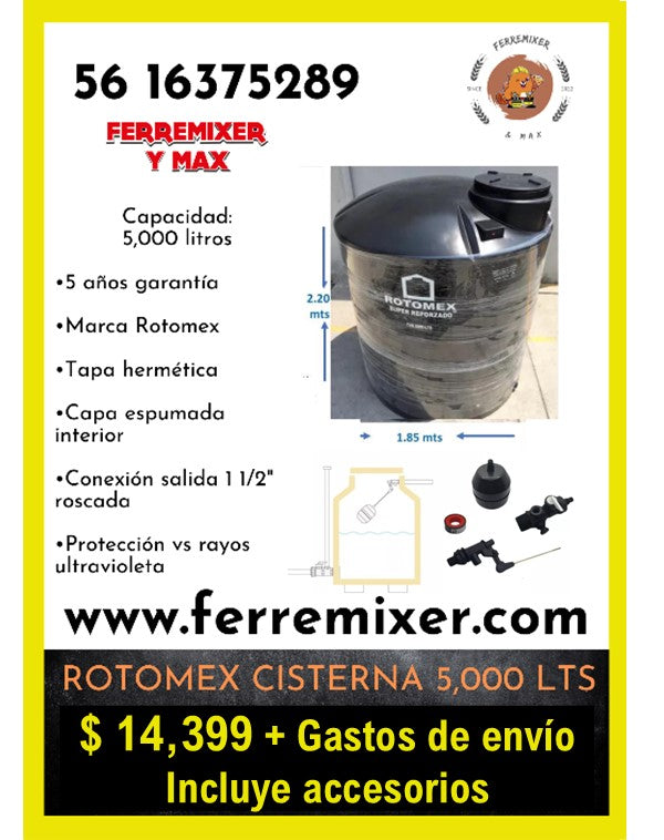 ROTOMEX CISTERNA 5,000 LTS CON ACCESORIOS